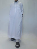 White Saudi Thobe With Embroidered Collar