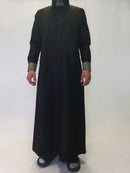 Black Saudi Thobe With Embroidered Collar