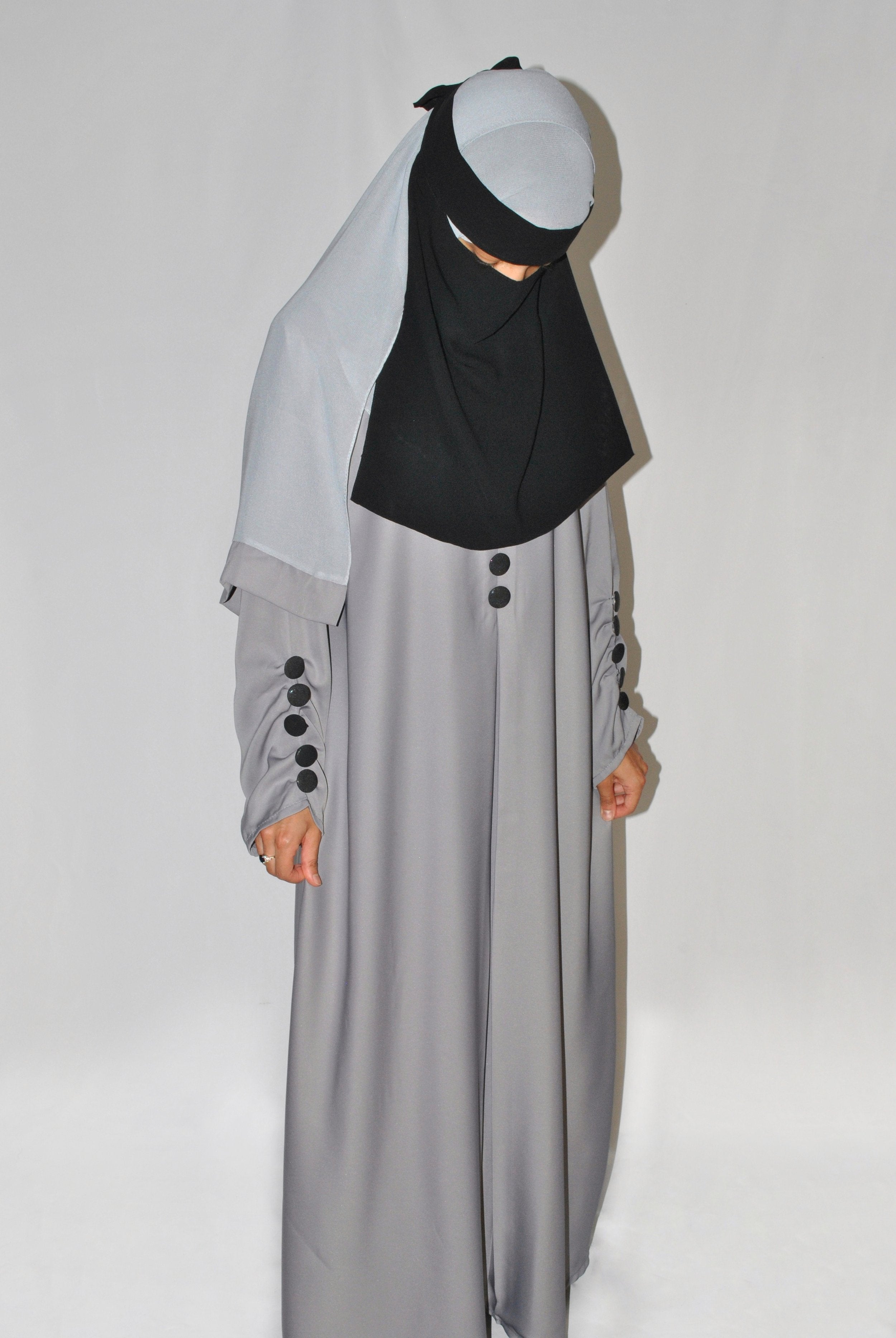 Modest Grey Closed Abaya