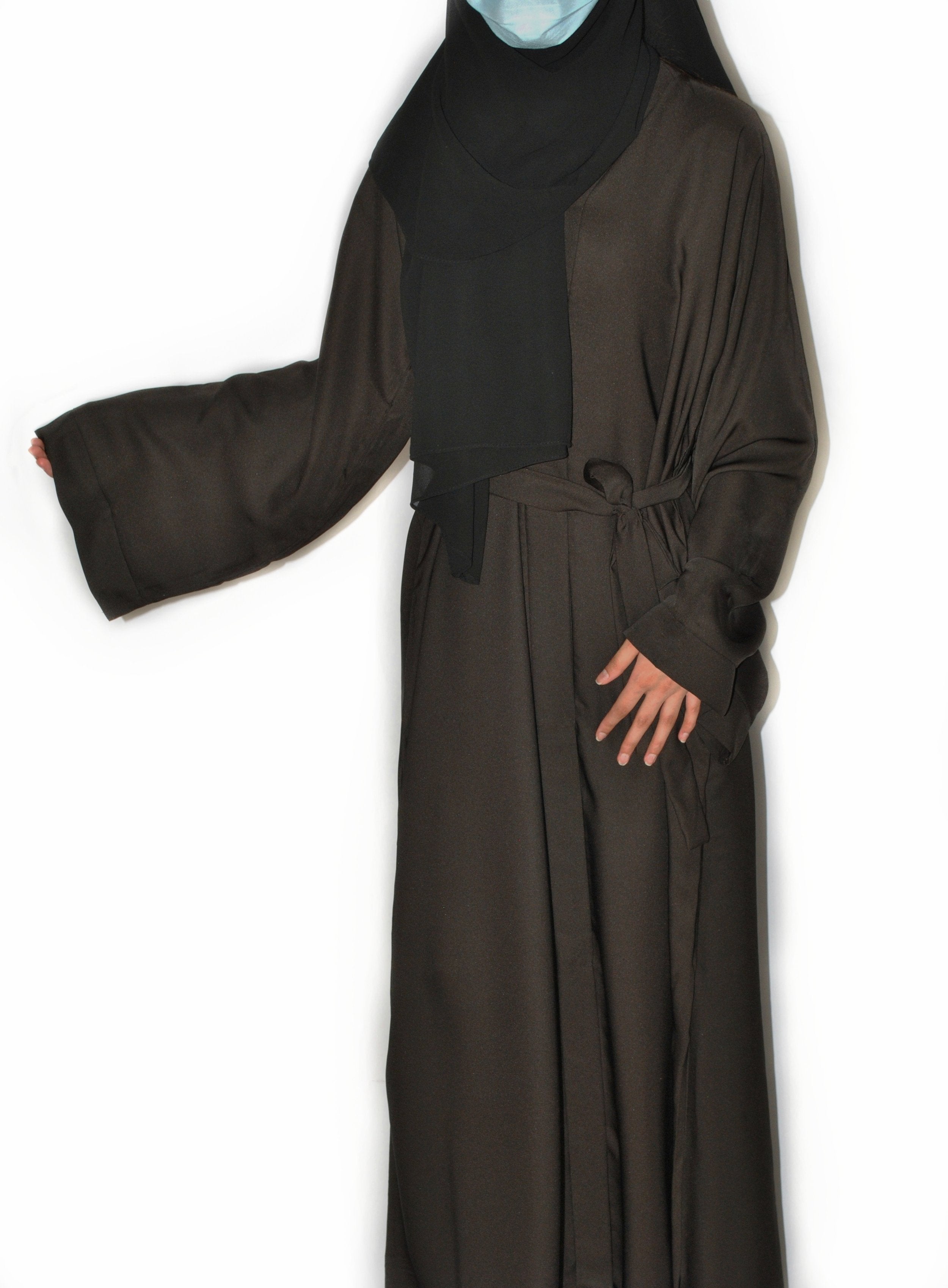 Dark Henna Green Open Abaya