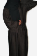 Dark Henna Green Open Abaya