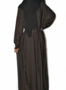 Dark Henna Green Open Abaya