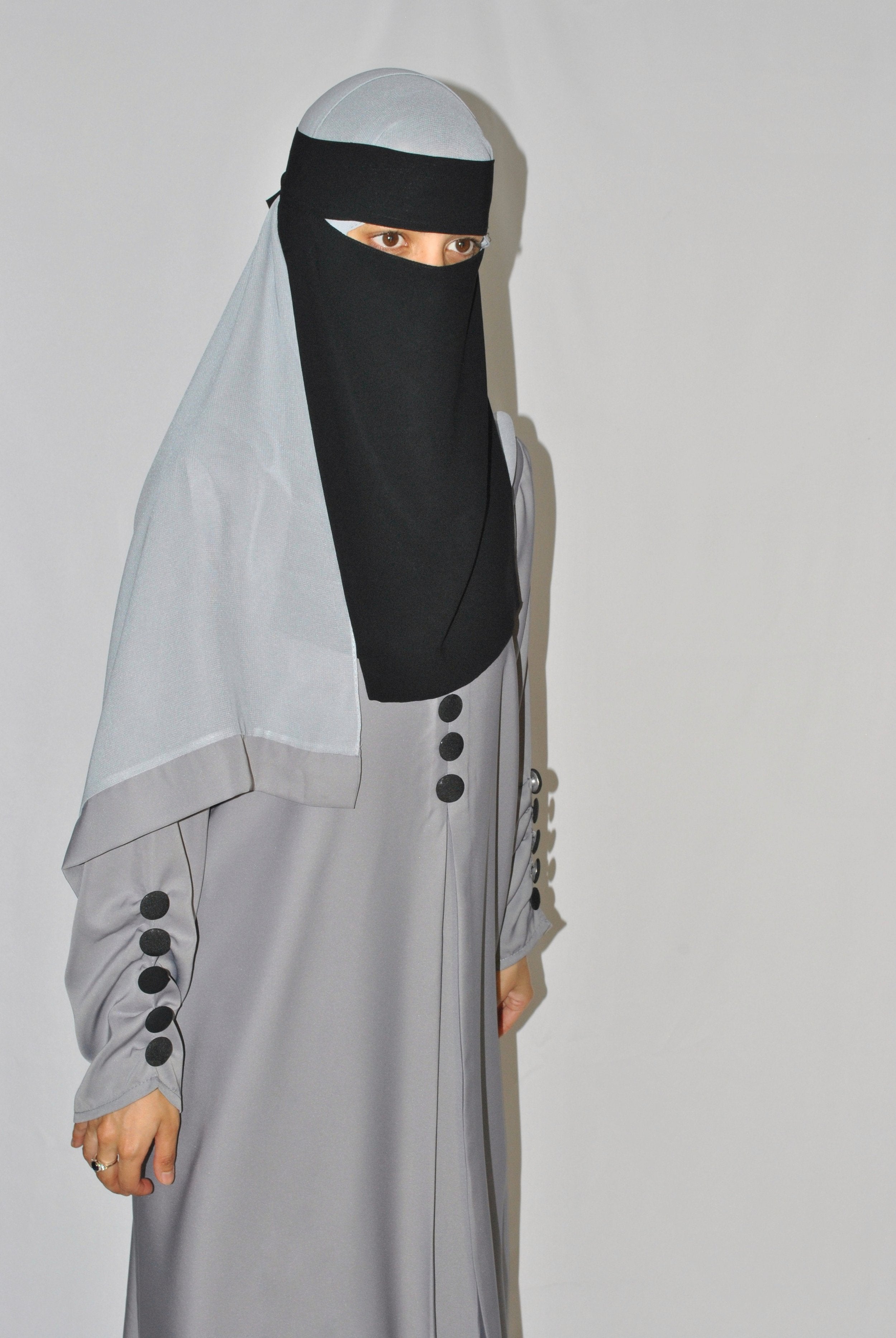 Modest Grey Closed Abaya