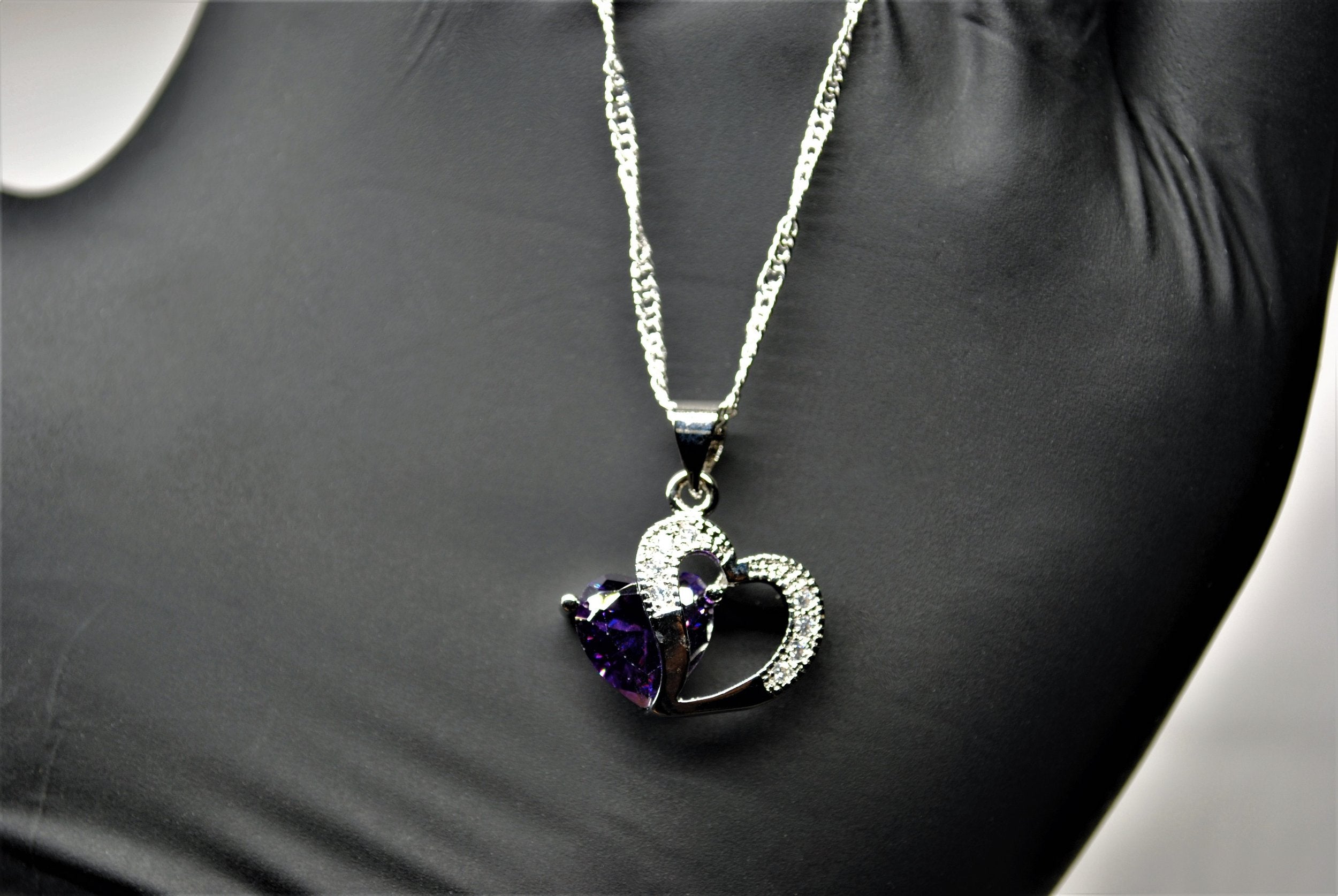 Purple Amethyst Heart Chain