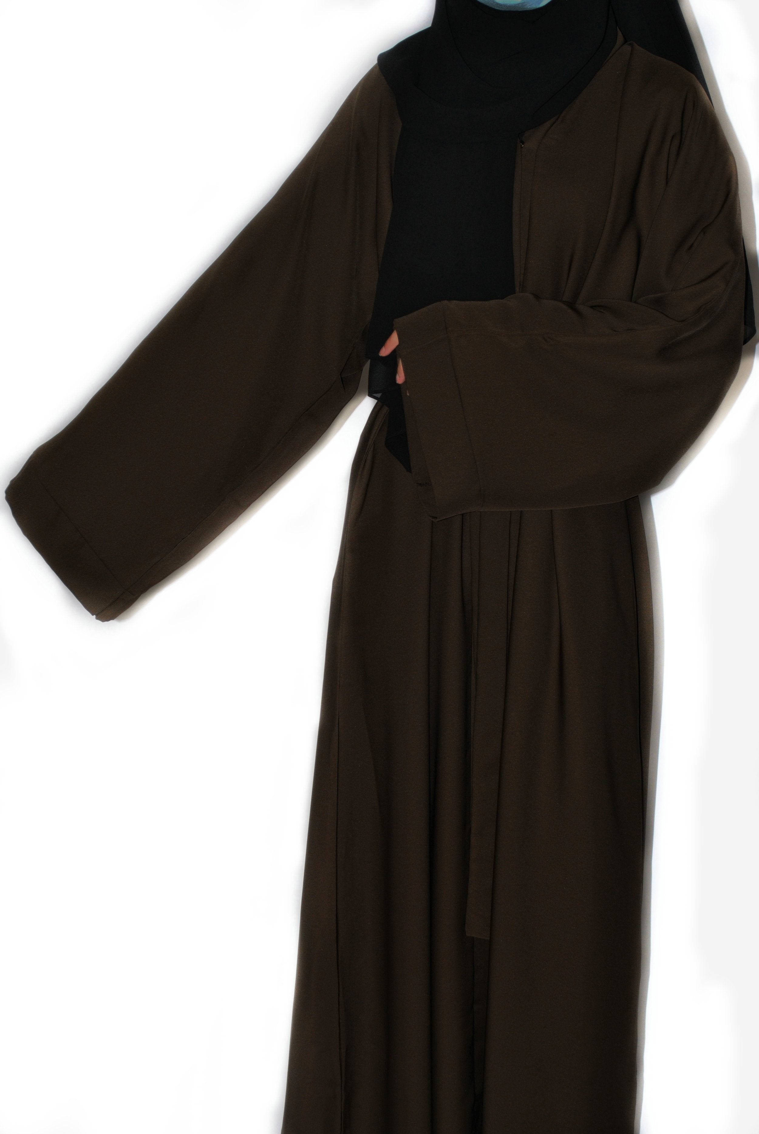 Chocolate Brown Open Abaya