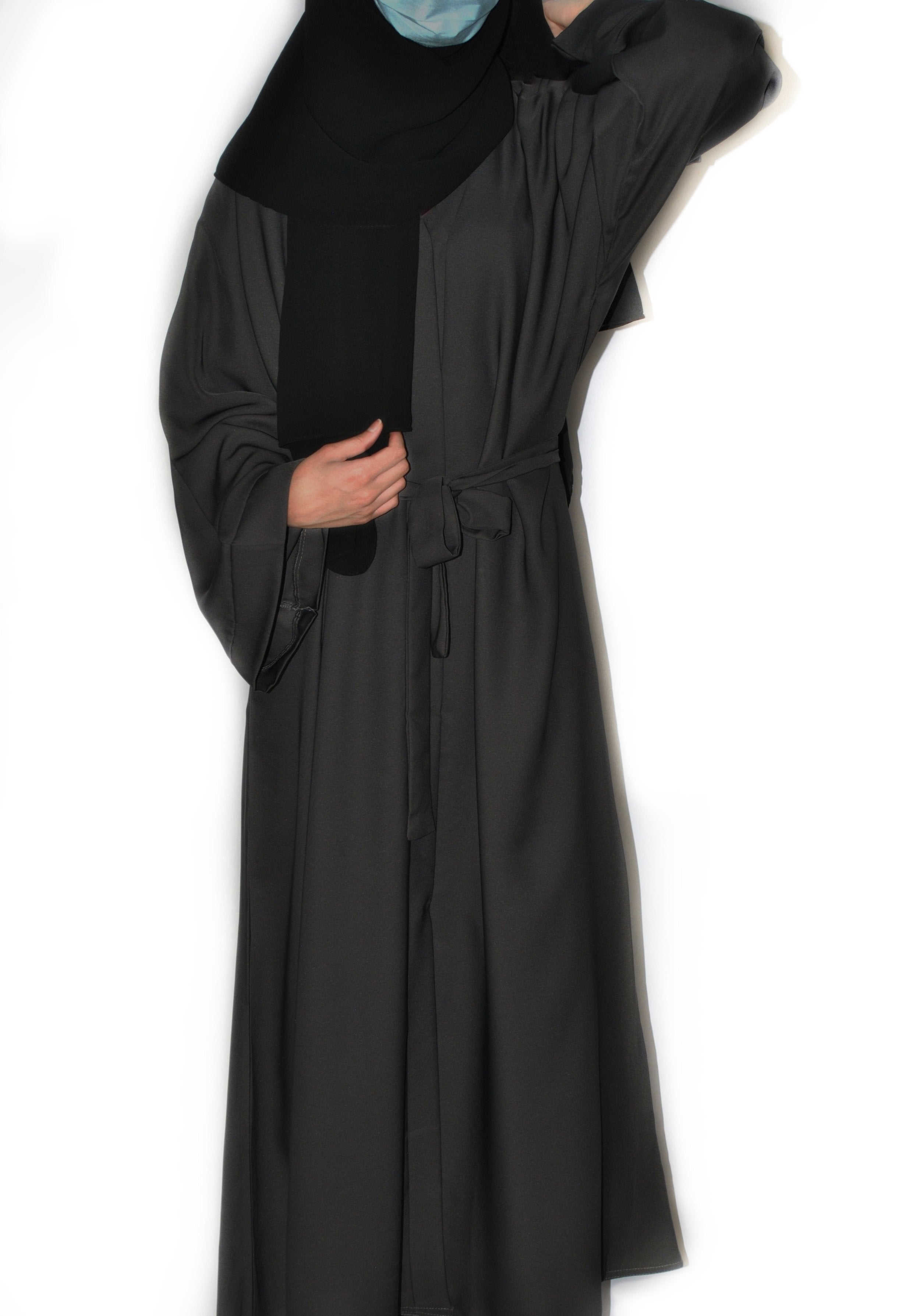 Charcoal Grey Open Abaya