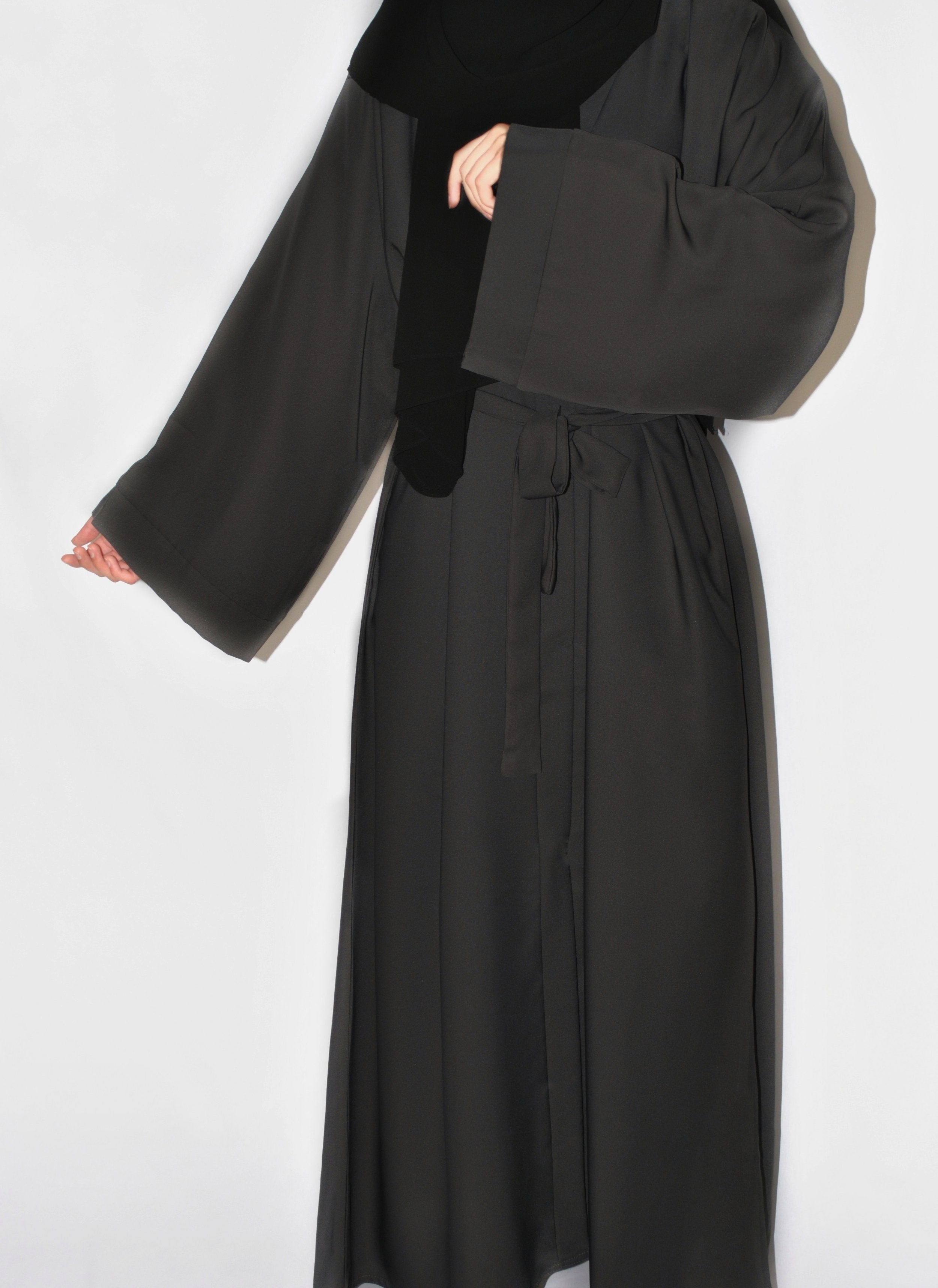 Charcoal Grey Open Abaya