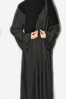 Charcoal Grey Open Abaya